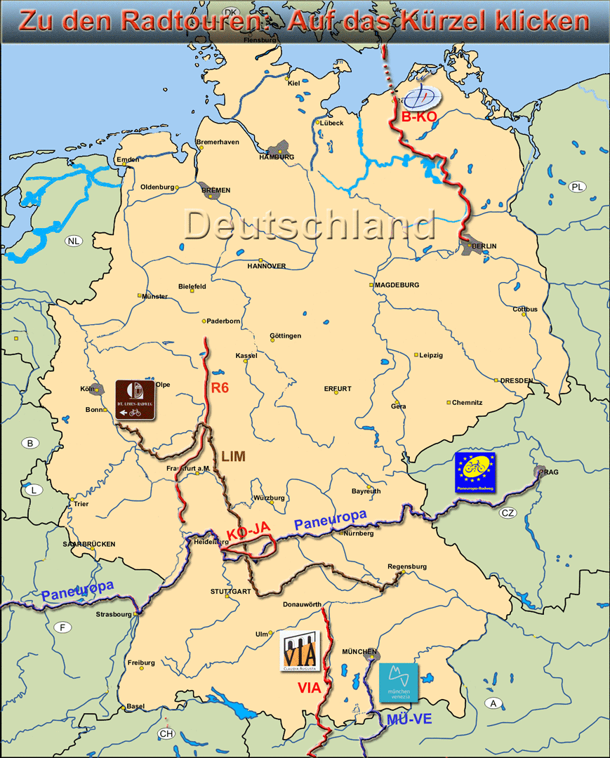 Übersichtskarte Radwege in Deutschland