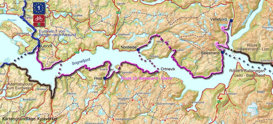 Radtour Norwegen Sognefjord: Von Balestrand entlang des Sognefjord nach