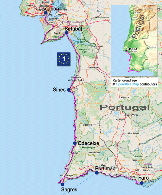 Radtour auf dem Eurovelo 1 von Lissabon nach Faro: Einführung