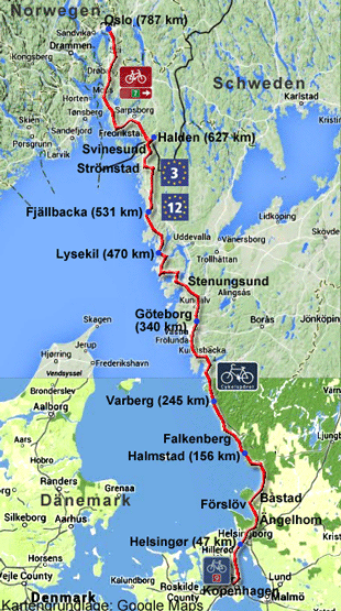 Radweg Cykelspåret von Kopenhagen nach Oslo durch Schweden