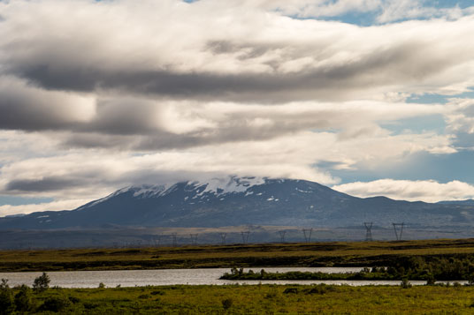 Blick von der Straße 32 auf den Vulkan Hekla