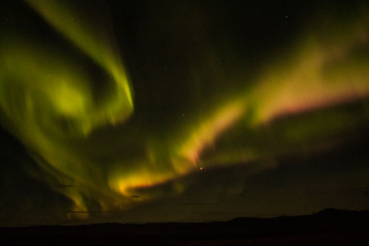Bild: Polarlicht Ende September in der Nähe des Hálslón