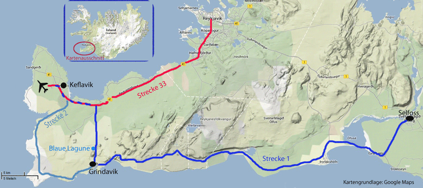 flughäfen island karte Radtouren durch Island: Anreise zum Flughafen Keflavik