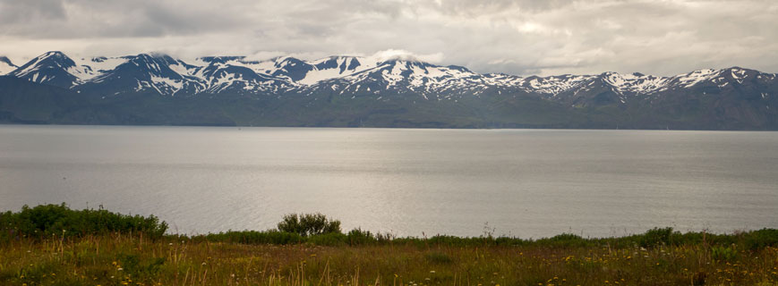 Bild: Blick östlich von Húsavik auf das Viknafjöll