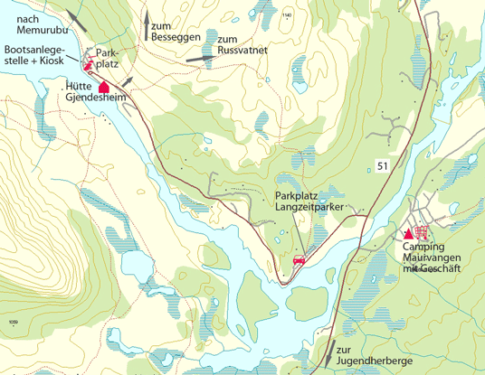 Karte Gjendesheim, Norwegen