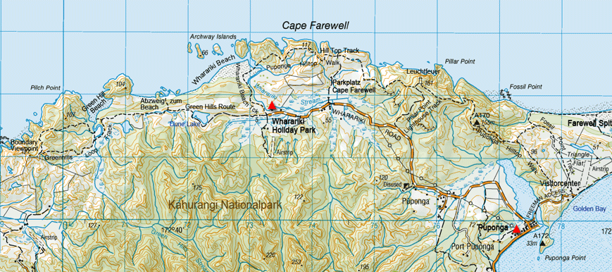 Karte zu Ausflügen am Cape Farewell