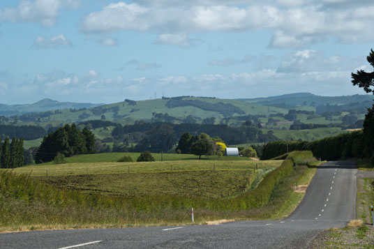 Maungatautari Road zwischen Karapiro und Horahora