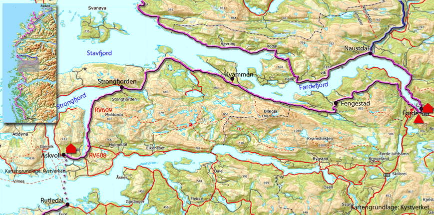 Karte zur Radtour von Askvoll nach Förde