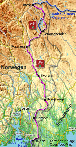 Karte zur Radtour von Halden nach Rørvik