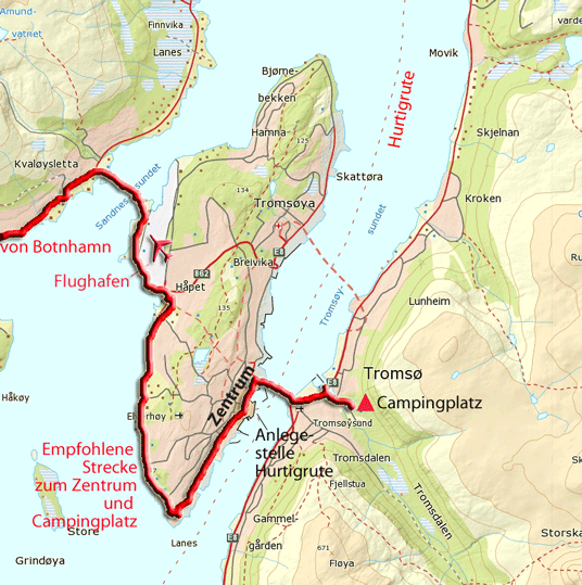 Karte Tromsø, Norwegen