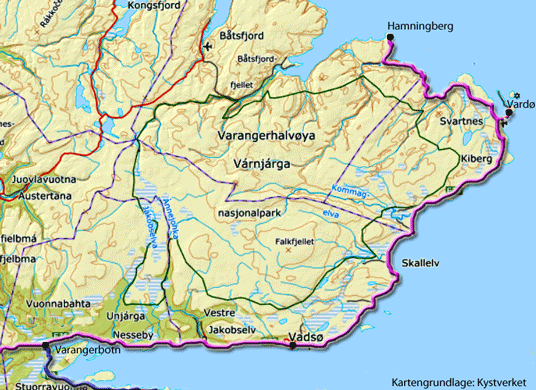 Karte Varangerbotn-Hamninberg
