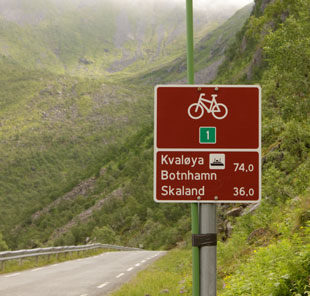 Wegweiser Radweg 1, Norwegen