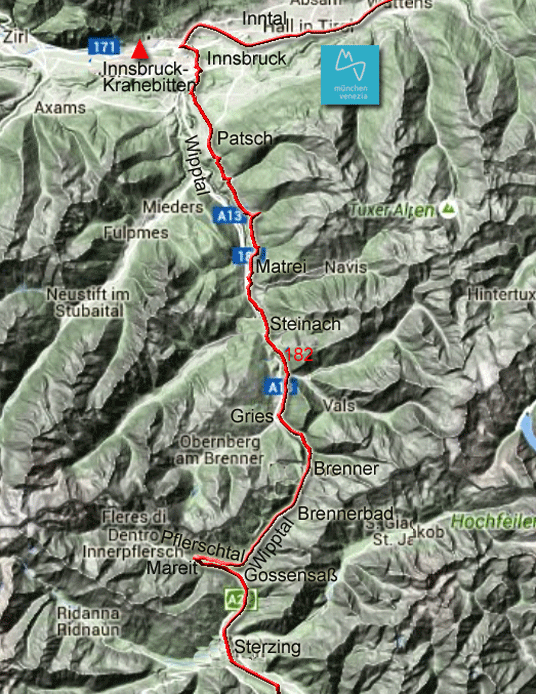 Karte zur Radtour von München nach Achenwald