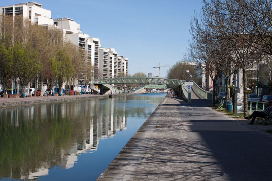 Paneuropa-Radweg am Canal de l’Ourcq in Paris