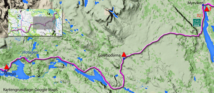 Karte zur Radtour von Strosjö nach Myrviken