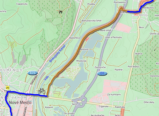 Karte Nové Mesto - Hrad Beckov