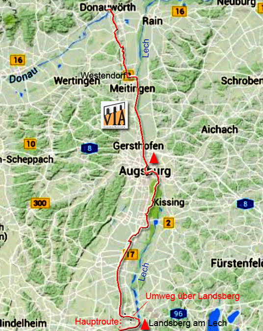Radweg Via Claudia Augusta von Donauwörth nach Landsberg am Lech